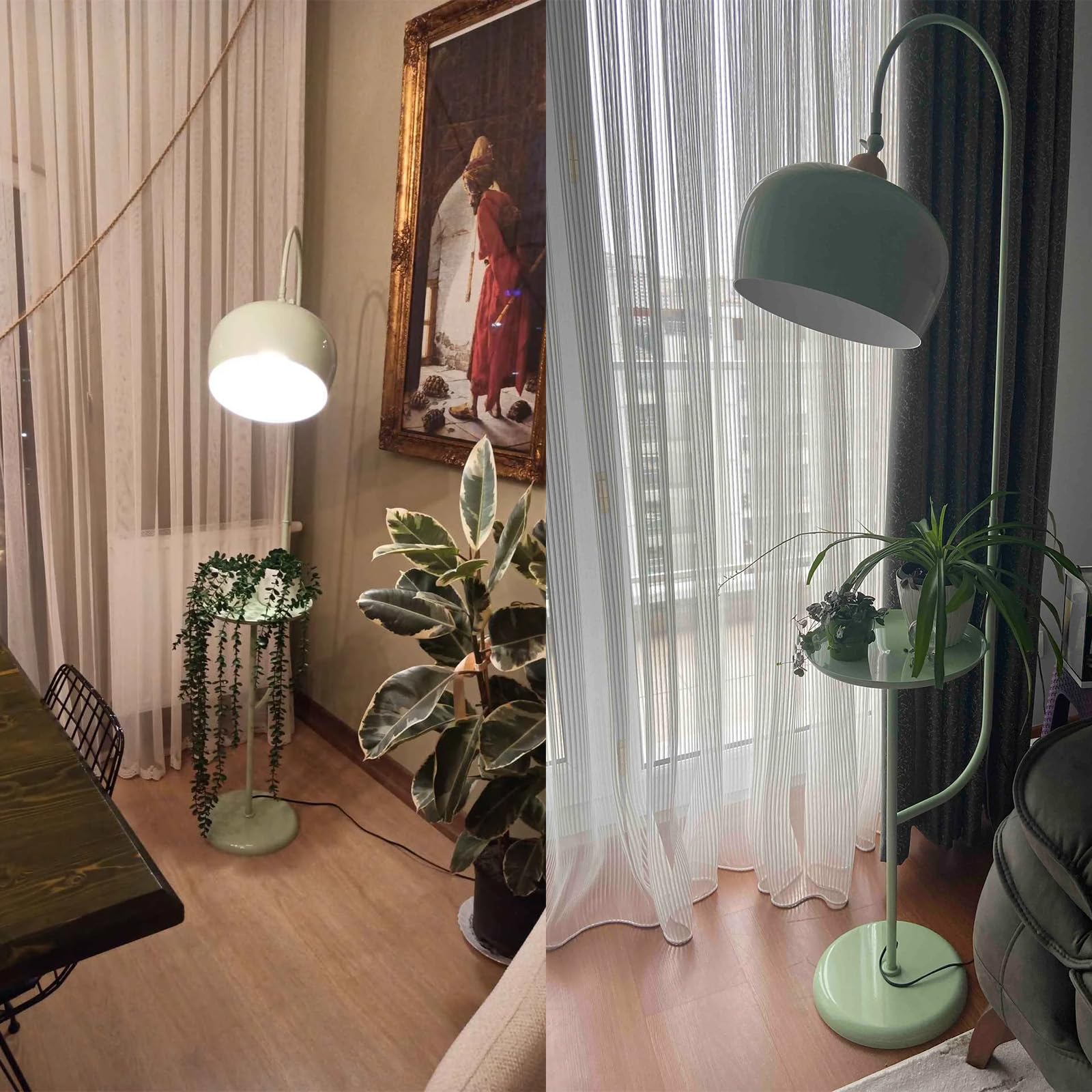 bamyum Gorkiede Lampada da Terra in Metallo per Soggiorno, Camera da Letto, Camera dei Bambini con Attacco E27, Larghezza 27 cm, Paralume Regolabile Verde Menta