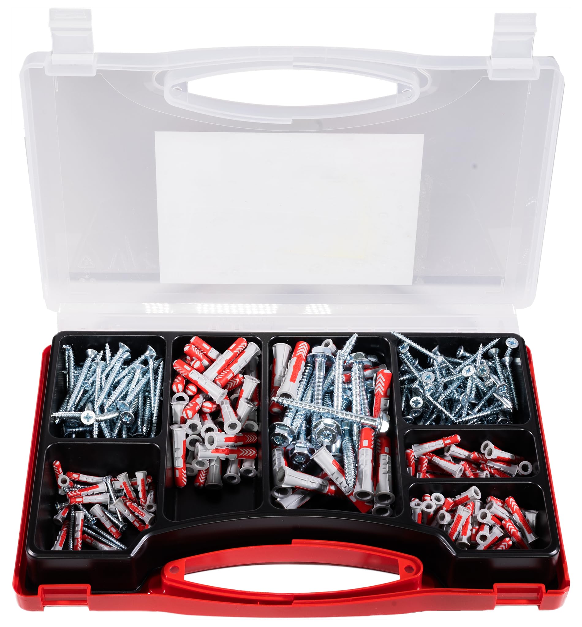 fischer Meister-Box XL Wohnraum, 210-teiliges Dübel- und Schraubenset, 5-10 mm Durchmesser, für Heimwerker und Profis, universeller Einsatz für unbekannte Untergründe im Innenbereich
