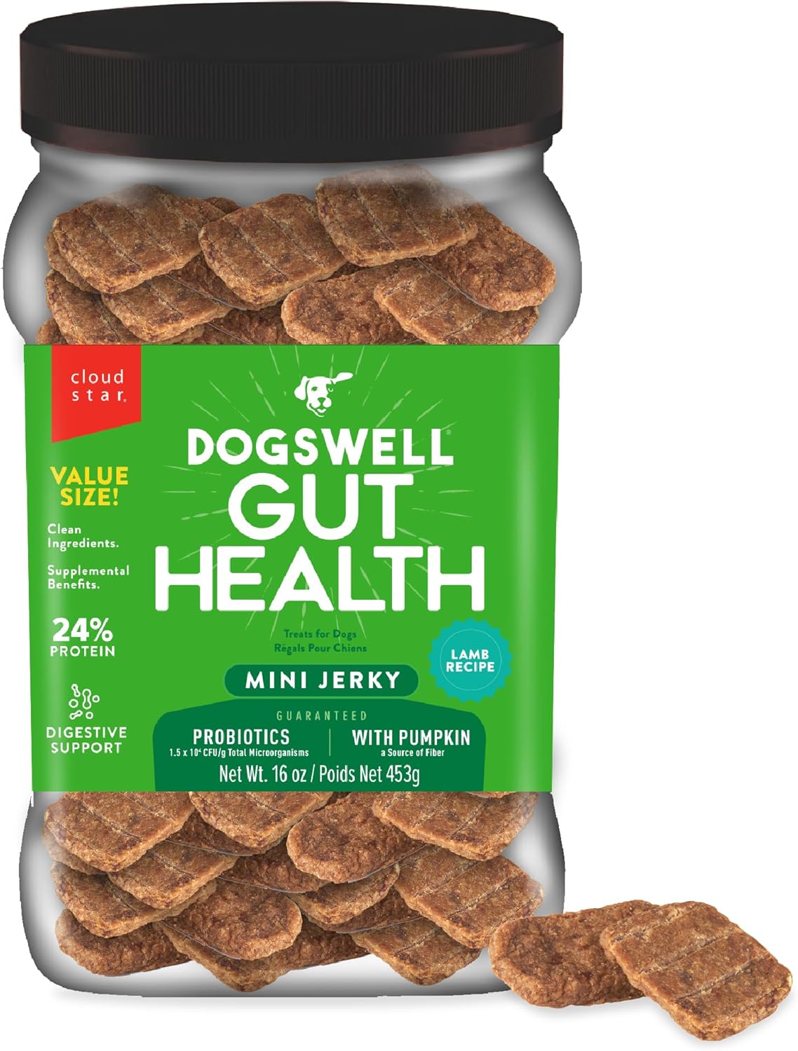 Dogswell Gut Health Lamb Mini Jerky Dog Treats, 16 oz. Jar