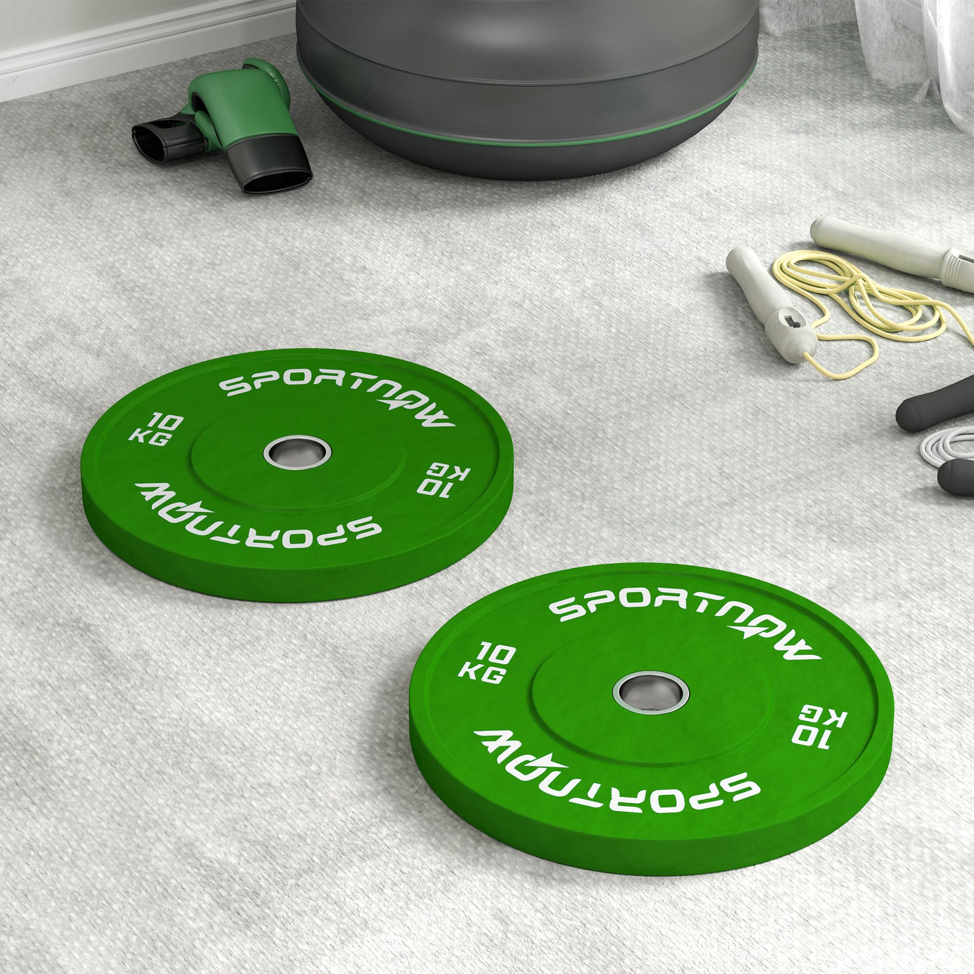 SPORTNOW Set 2 Dischi Pesi 2x5/10/20 kg in Gomma, Dischi per Palestra e Casa con Foro da 5 cm per Manubri e Bilancieri