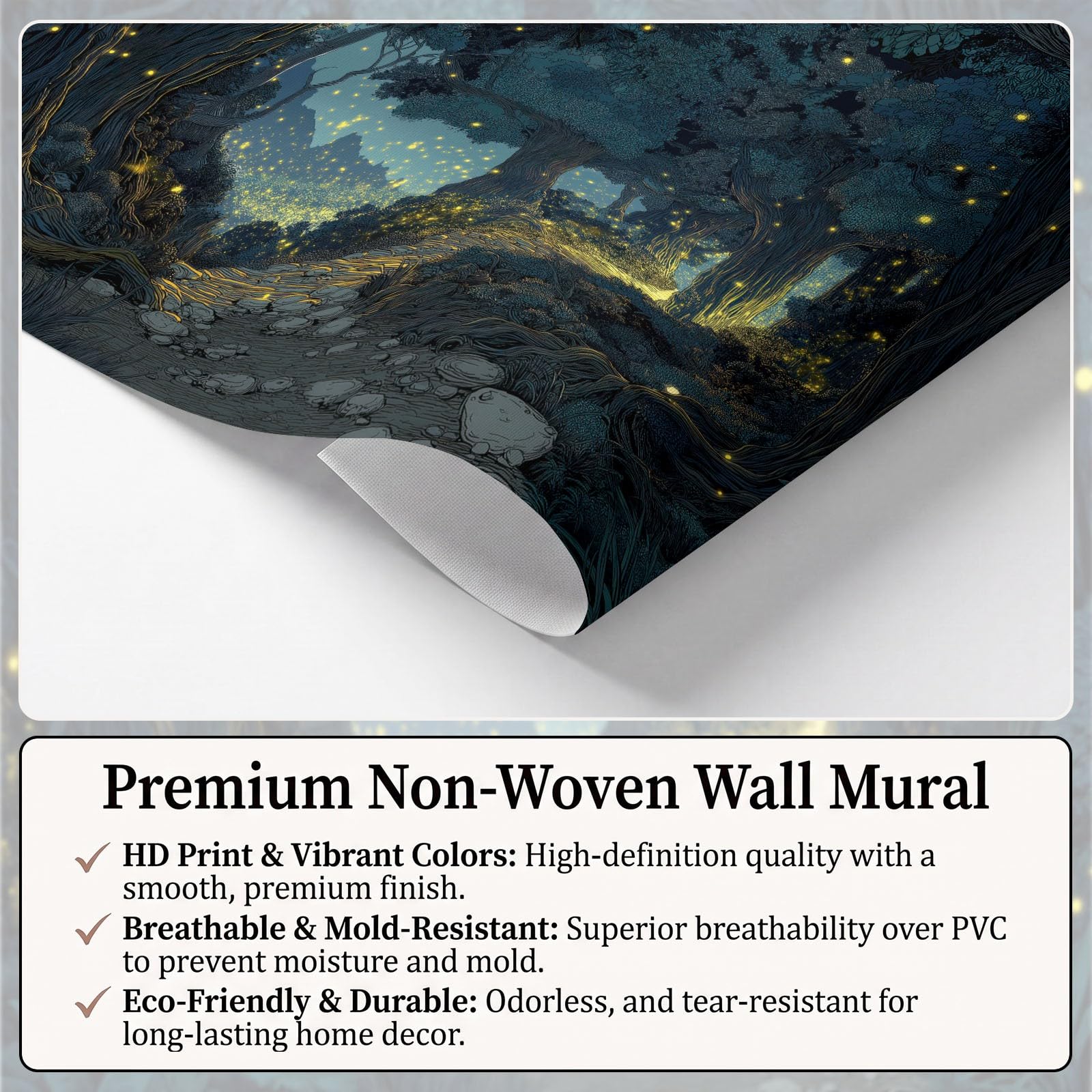 Fantasy Natura botaniczna tapeta 3D - fototapeta 3D, szer. 200 x wys. 140 cm – magiczny las, tapeta ścienna, tapeta na fizelinie, zielony las, tapeta z motywem, dekoracja ścienna dla dziewcząt i