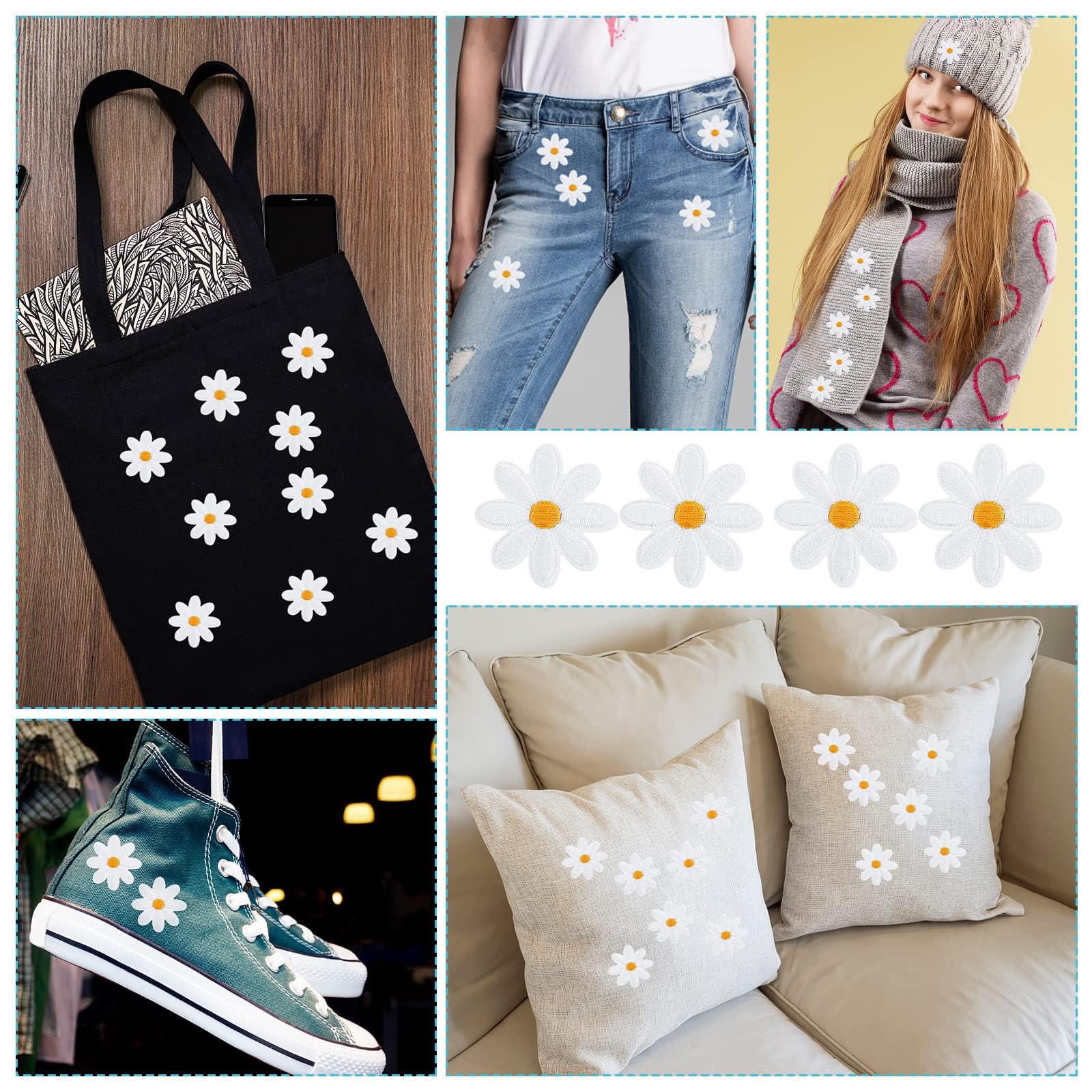 40 Toppe Termoadesive A Forma Di Margherita - Per Vestiti, Jeans E Borse, Decorazione Fai Da Te - Foto 9