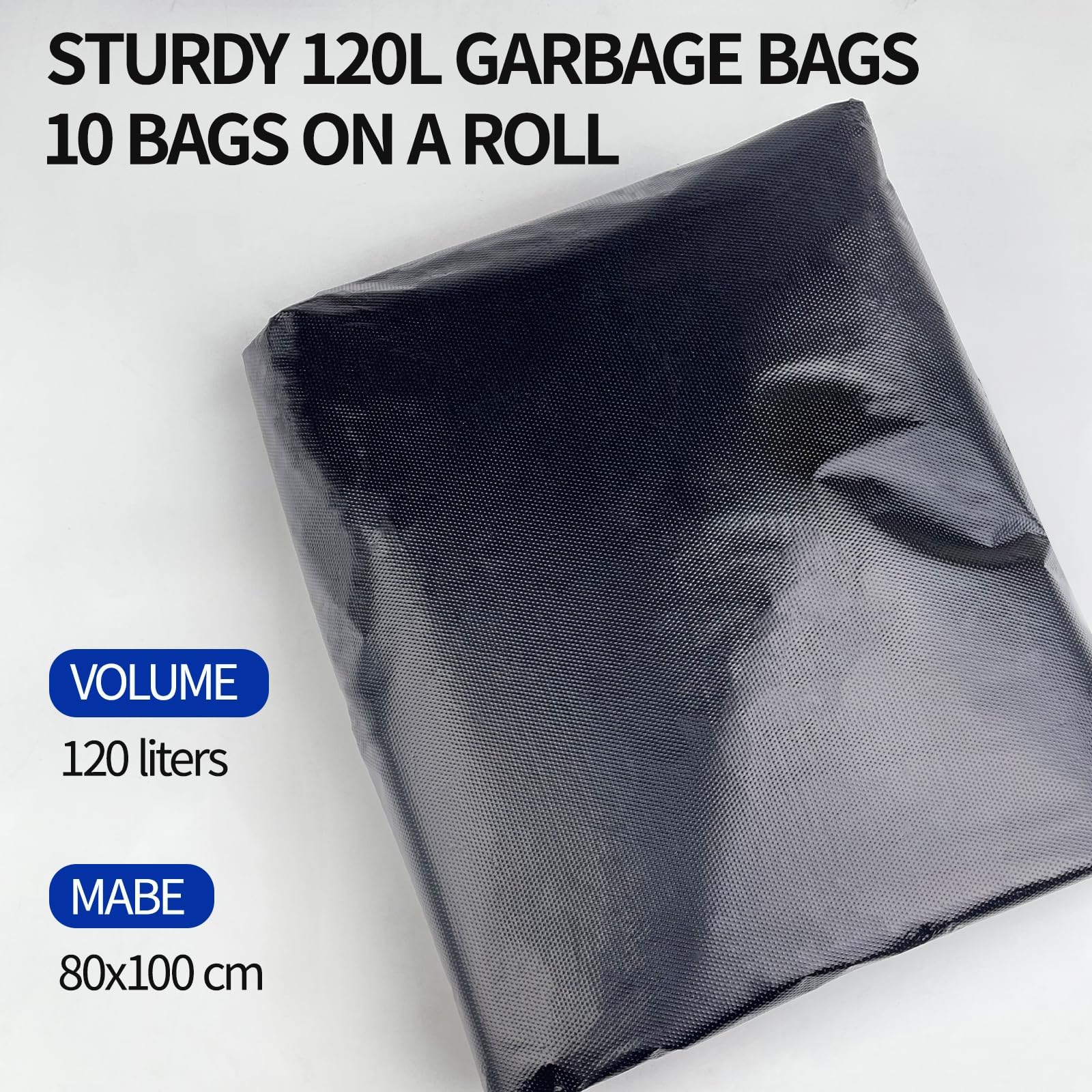120 Litri Sacchi Neri Grandi, Resistenti Agli Strappi, Inodori, Riciclati, Resistenti, Ideali per la Raccolta Dei Rifiuti Residui dei Materiali Adatto per Cucina e Soggiorno 120L*50 pezzi