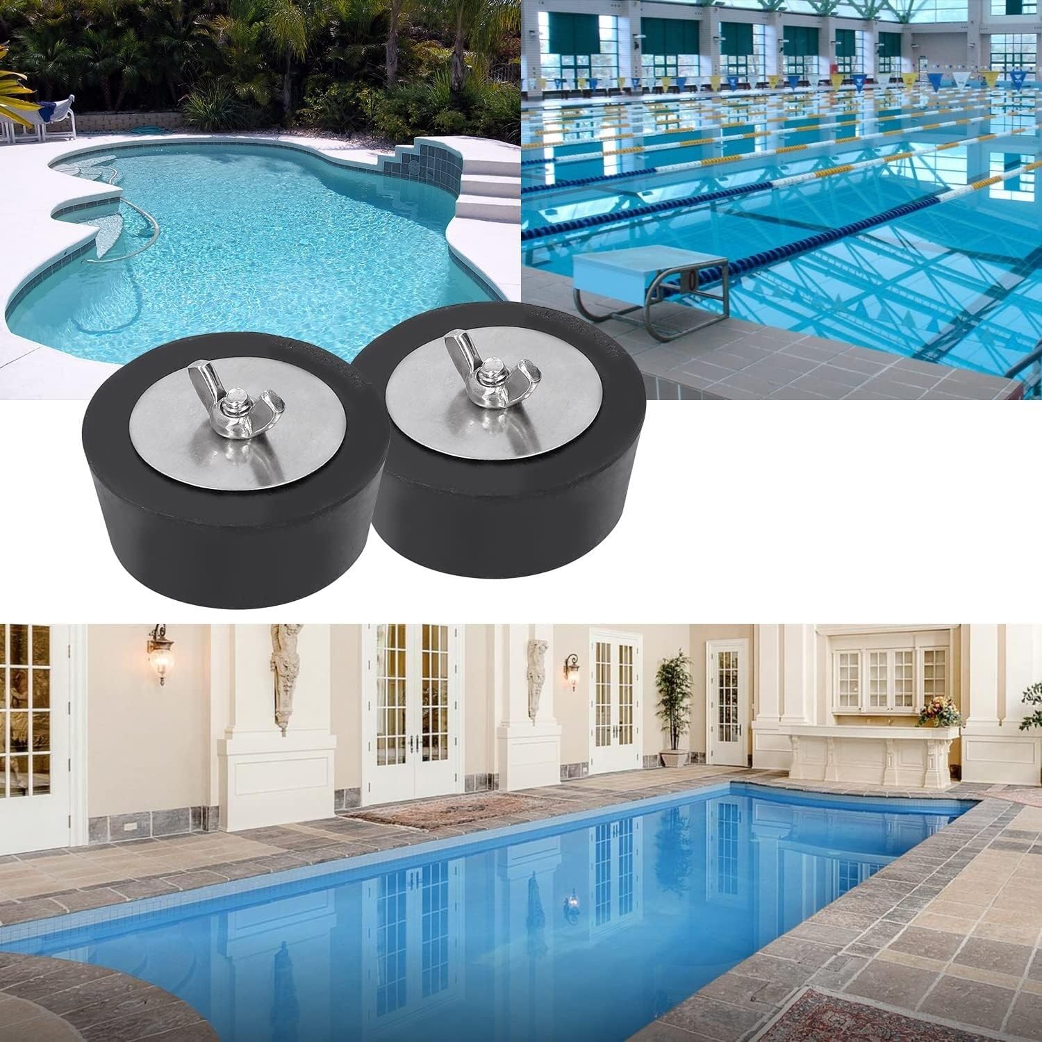 Lot de 2 Bouchons d’Hivernage Piscine 63mm 2,5", Bouchons Skimmer Expansibles en Caoutchouc pour Refoulement et Tuyau(63mm/2 5in*2Pcs)