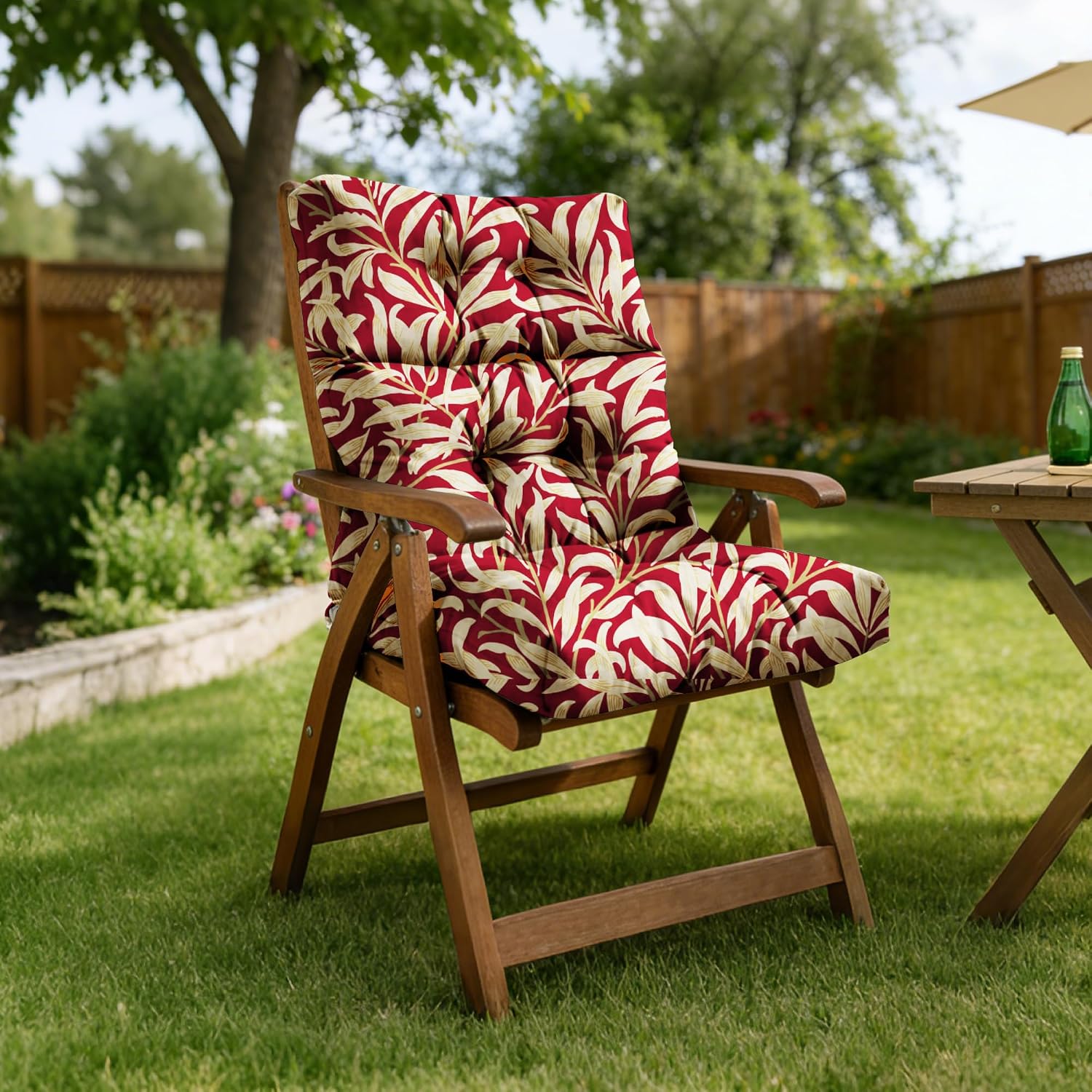 Outdoor High Back Chair Cushions, 44" x 21" x 4" Tufted Adirondack Chair Cushions, Water Resistant Patterned Patio Furniture Cushions with Multiple Color for Garden Rocking Chair,Floral