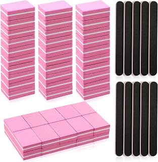60 Pack Nail Buffer Block, Nail Buffers, Nail Files and Buffers, Mini Buffer Block Nail File, 100/180 Grit Buffing Blocks for Acrylic Nails and Natural Nails (Pink & Black)