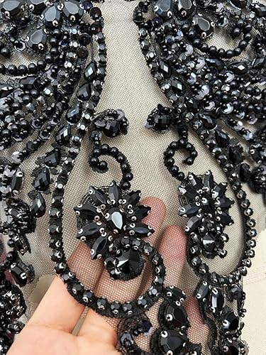 Miniatura 42 de Apliques de encaje hechos a mano con diamantes de imitación para coser en cuentas de vidrio, accesorios para ropa de vestir (blanco)