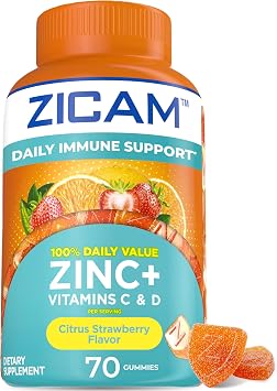 Zicam Daily Immune Support Gummy Supplement, Citrus Strawberry, 70 Count
