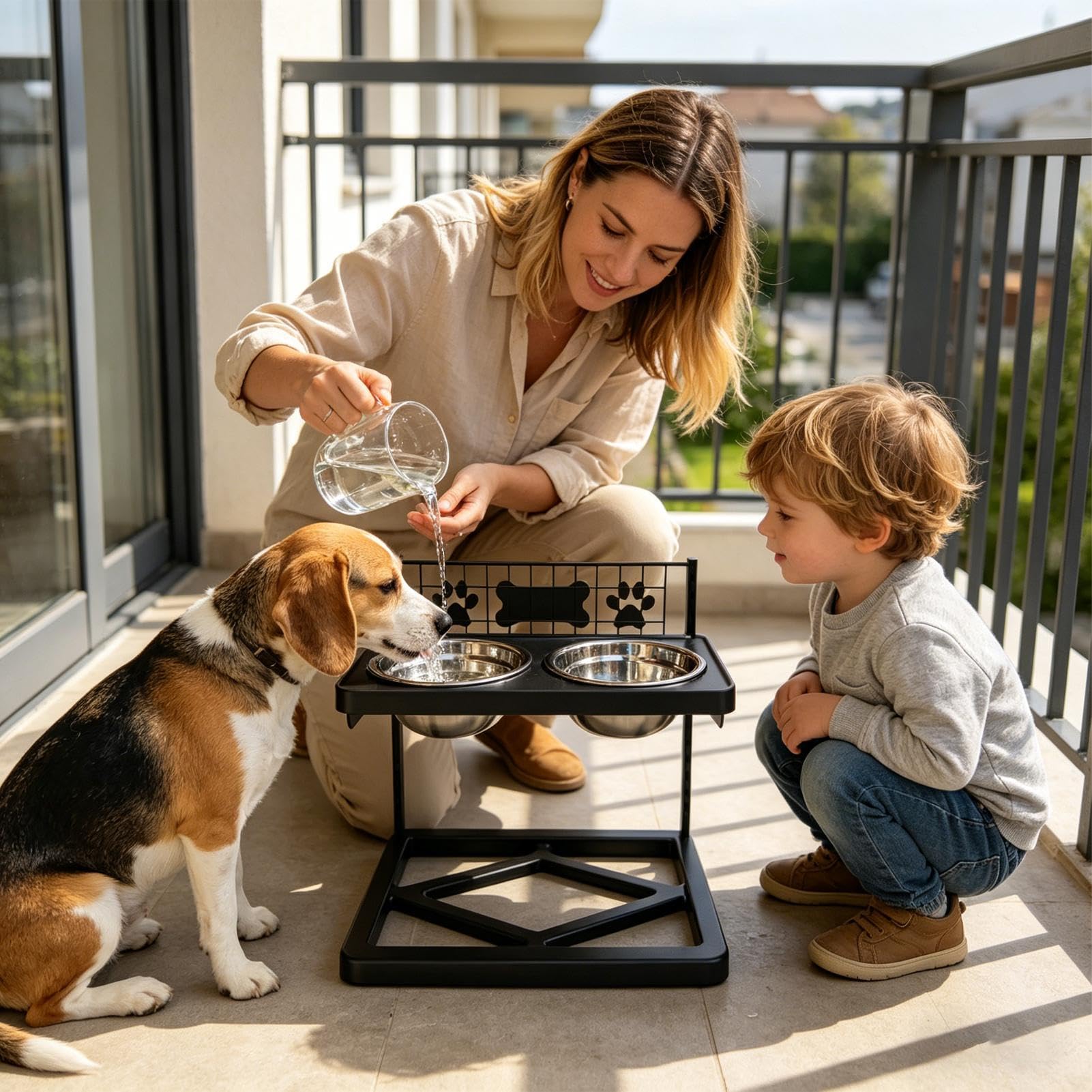 Alzata per Ciotole Cani Base Antiscivolo Ad Altezza Regolabile | Supporto Mangiatoia Canina Con Ciotole In Acciaio Cucina Soggiorno Acqua Brodo Di Ossa Yogurt