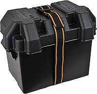 Attwood 9065-1 Vented Battery Box for Group 24 Batteries - Durable Marine RV Storage with Heavy-Duty Strap, Black