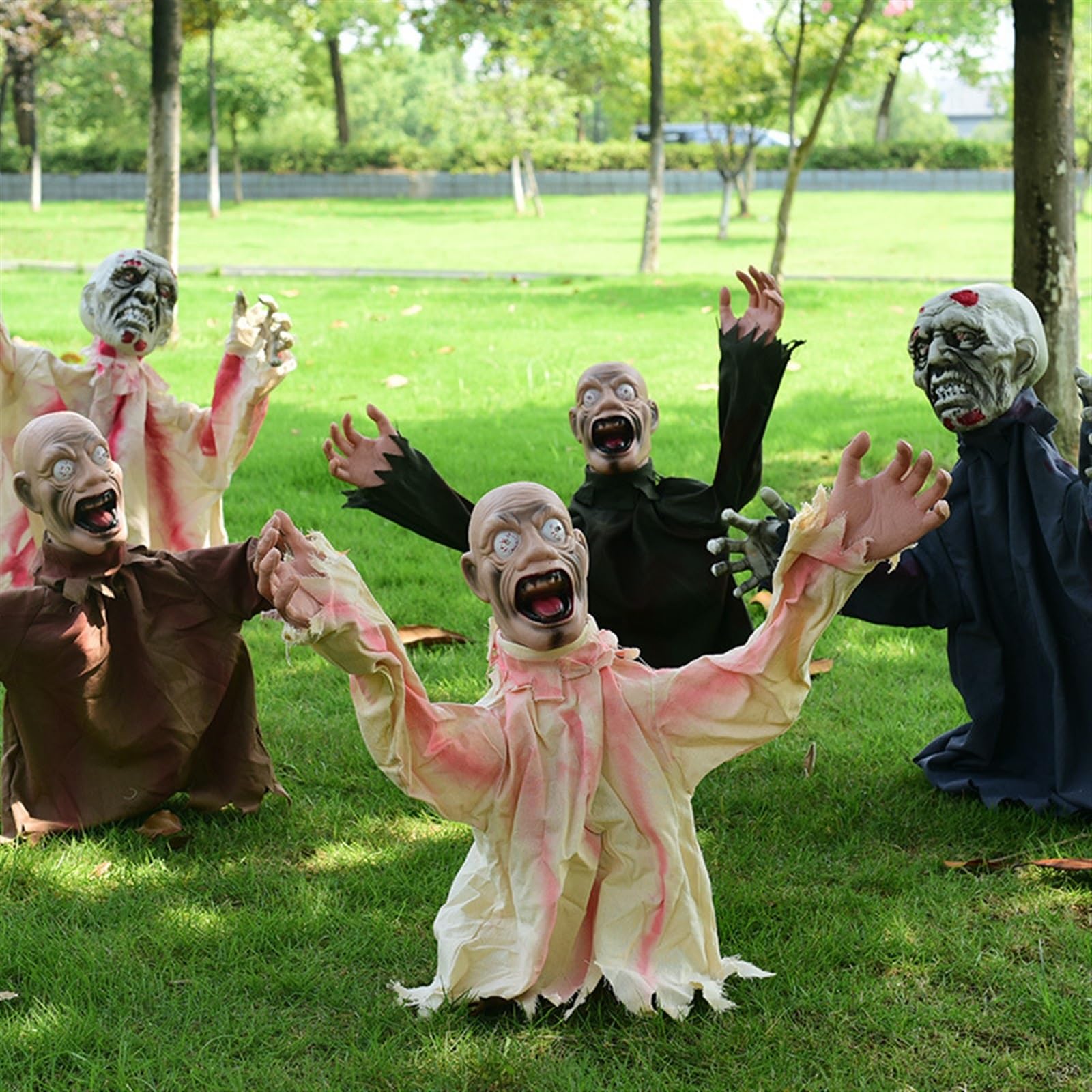 24"/30" Dekoracje Halloween Zombie Przełomowy z dźwiękiem, ruchomy, straszny, animowany rekwizyt dźwiękowy do wewnątrz, na zewnątrz, nawiedzony dom, trawnik, impreza na podwórku (Size : 75cm