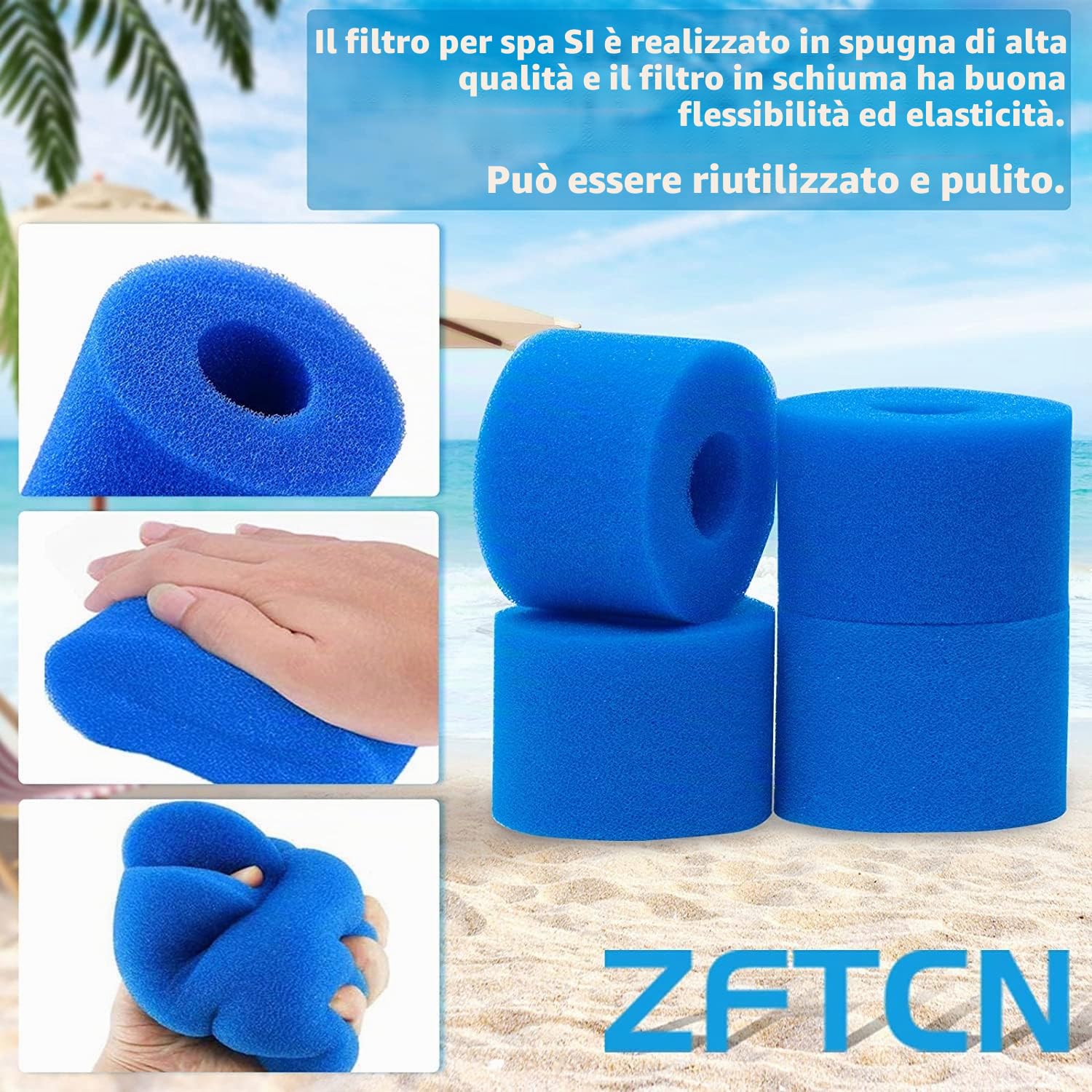 16 filtri per piscina in schiuma filtro per Intex tipo S1, filtro in schiuma per spa, piscina, riutilizzabile e lavabile, spugna di filtraggio tipo S1 (16 pezzi)