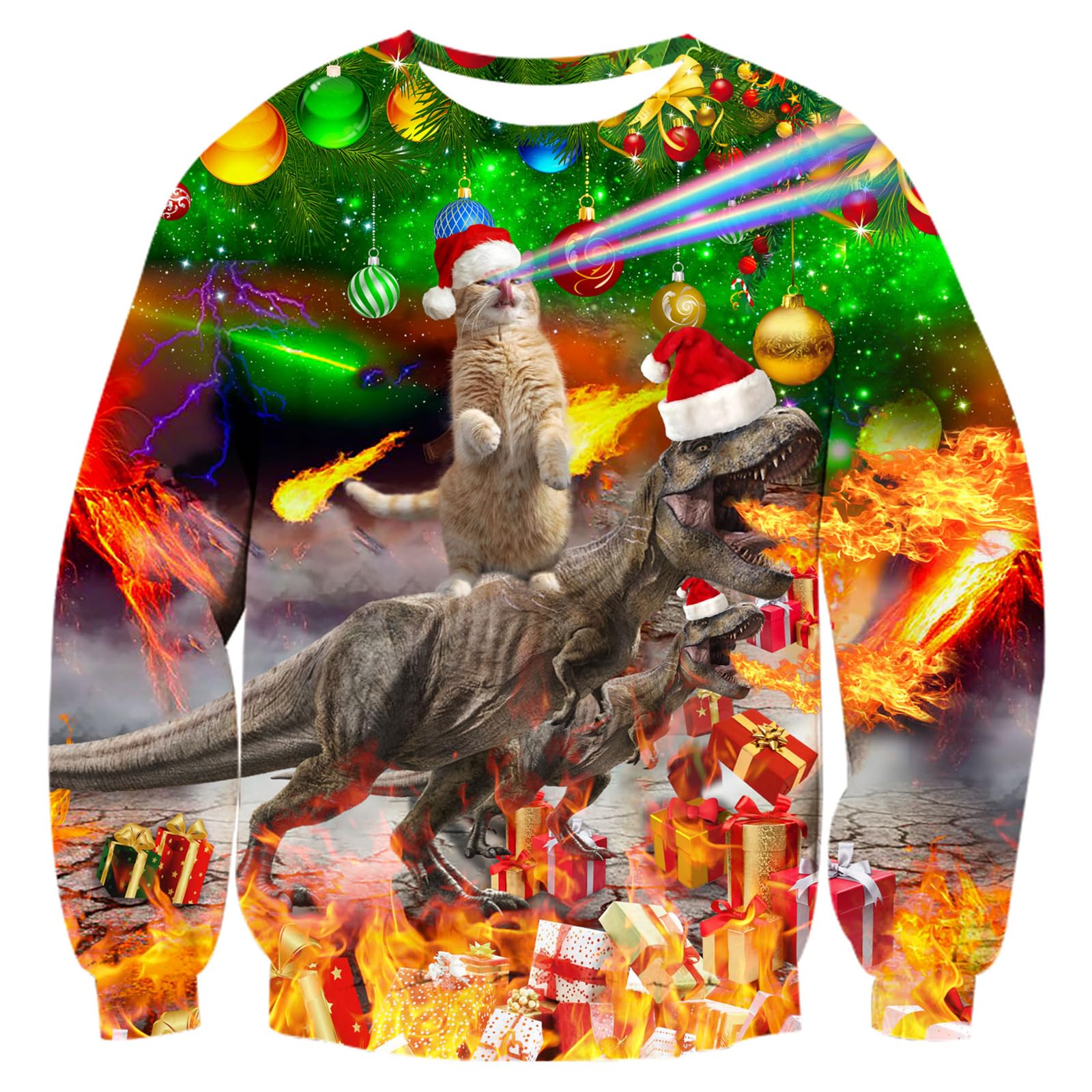 RAISEVERN Ugly Christmas Sweatshirt for Women Men Funny Novelty Pullover Tops for Holiday