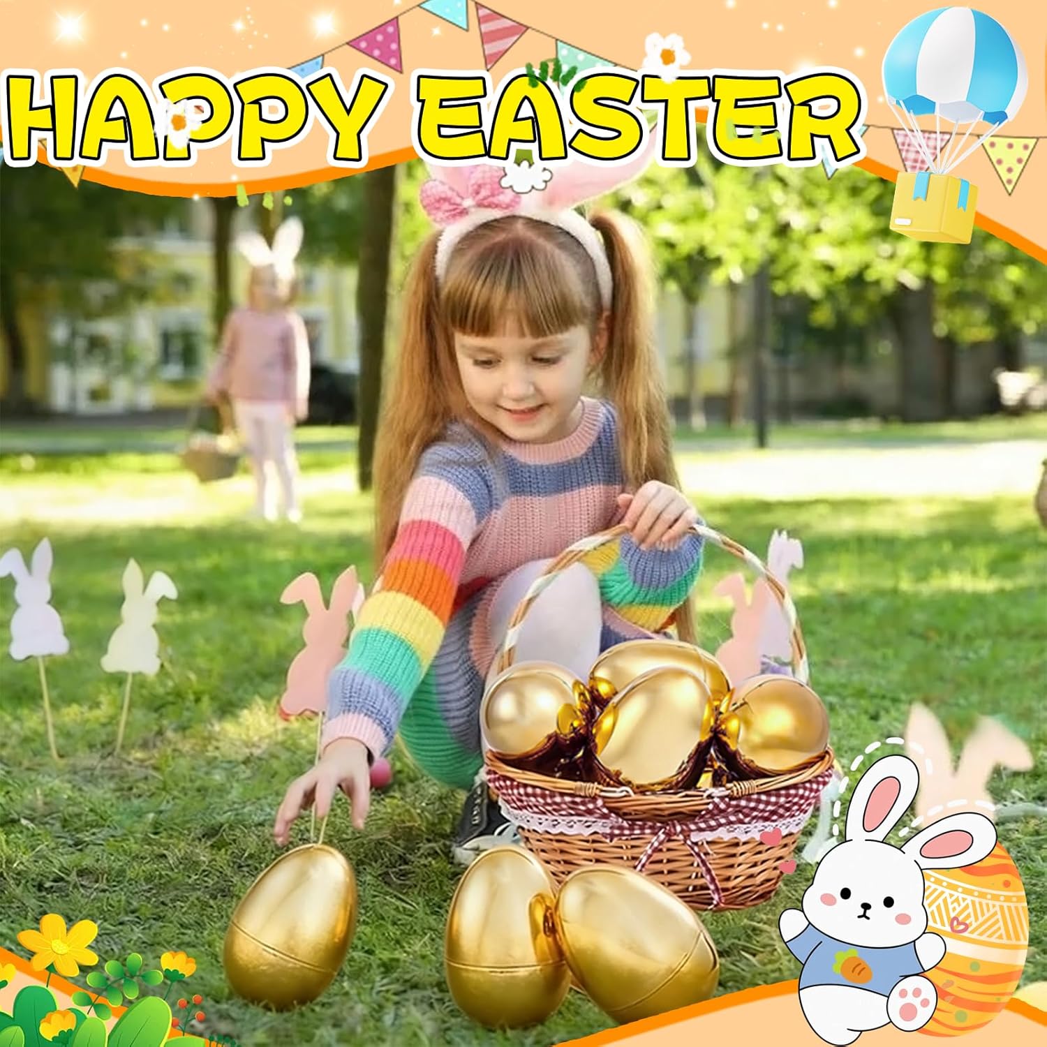 16 PCS Jumbo Gold Plastic Easter Eggs, 6 Inch Giant Metallic Golden Easter Eggs Fillable Large Empty Egg for Easter Hunt Basket Stuffers Fillers Classroom Prize Supplies