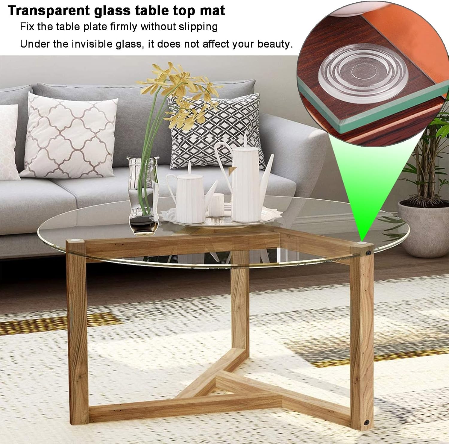 Table Top Tempered Glass 38 Cm 48 Cm 55 Cm 68 Cm 75 Cm 80 Cm, 18 Sizes, Thick : 9mm, Flat Edge Polish, Clear, Heat Resistant, Not Easy to Damage, Round Glass Table Top