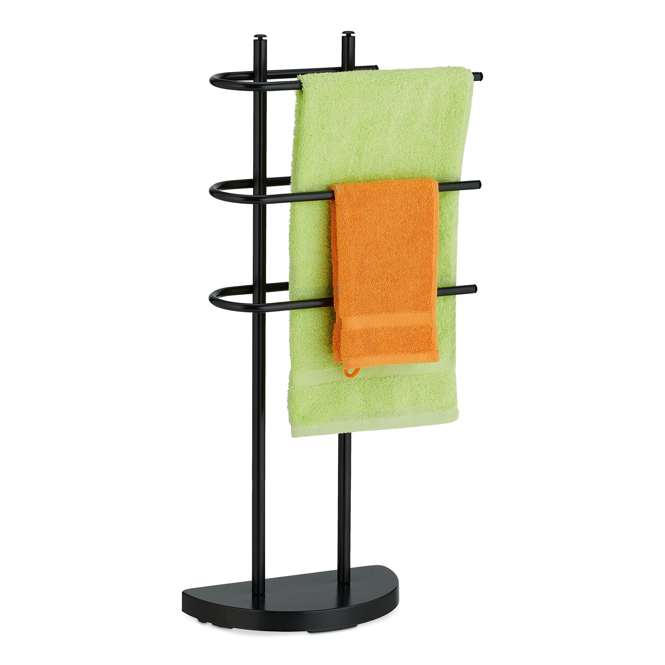 Relaxdays Porte-Serviettes, 3 Barres, métal, HxLxP: env. 83 x 39 x 18 cm, Porte-vêtements Non Fixe, Noir