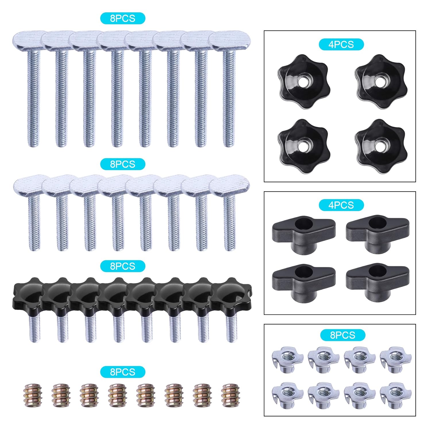 T Track Bolts and Knobs Kit and T Tracks Bundle