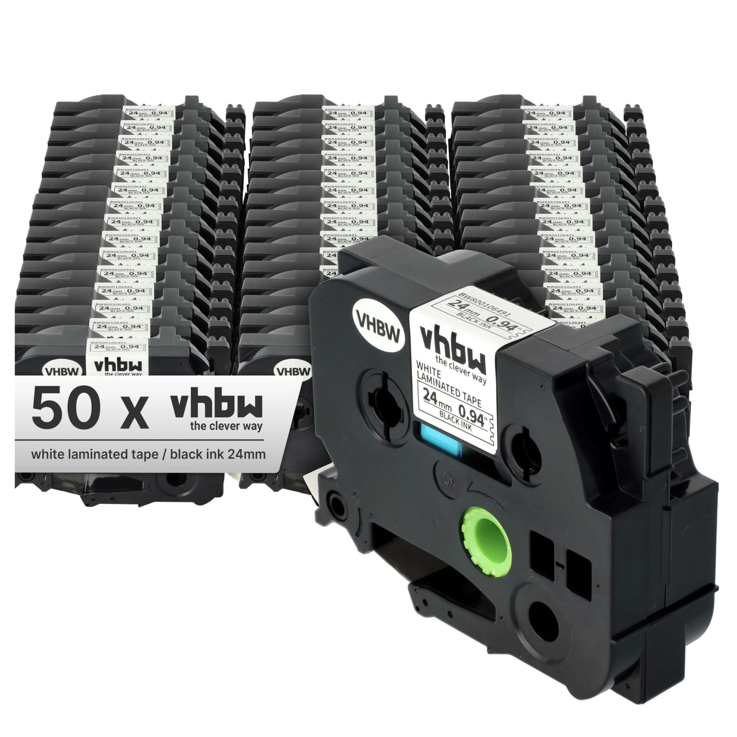vhbw 50x taśma do pisania zastępuje Brother TZ-251, TZE-251 do drukarki etykiet 8m x 24 mm czarny do białego
