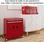 HOMCOM 6-Drawer Rolling Tool Chest, 2 in 1 Lockable Detachable Storage Cabinet with Lockable Wheels & Hooks, Metal Tool Box Organizer for Garage, Workshop, Red