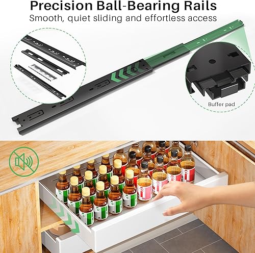 Miniatura 4 de Organizador de gabinete extraíble, 21 pulgadas de profundidad, cajones deslizantes para armarios de cocina, organizadores extraíbles para el hogar