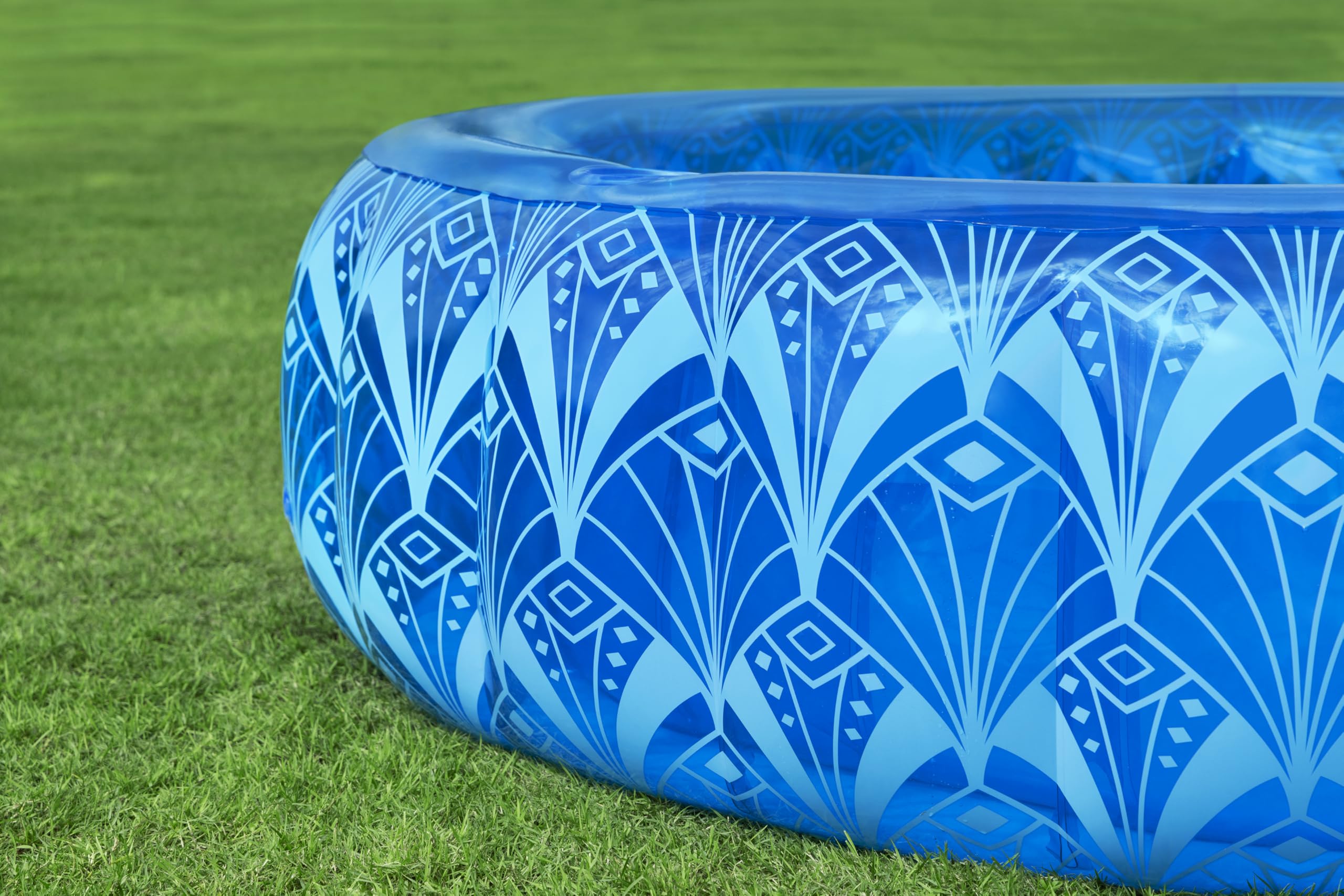 Bestway Family Pool Bohème, Ø 168 x 53 cm, 401 Liter, PVC, I-Beam-Konstruktion, Böhmisches Design, 2 Getränkehalter, Extrabreite Seitenwände, Schnellverschlussventil, Ab 6 Jahren