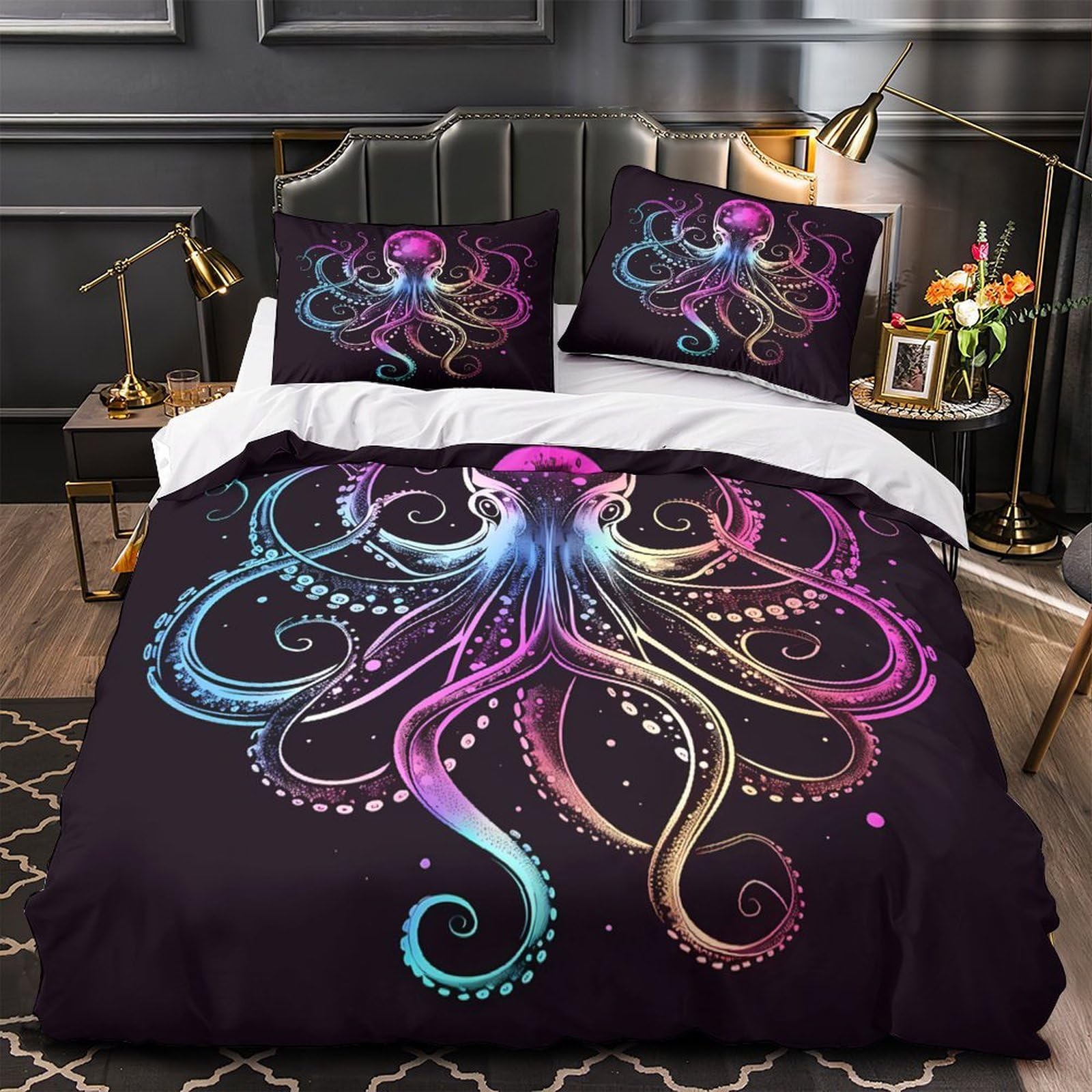 Parure de lit 3 pièces effet microfibre éclair ultra douce king size 220x240