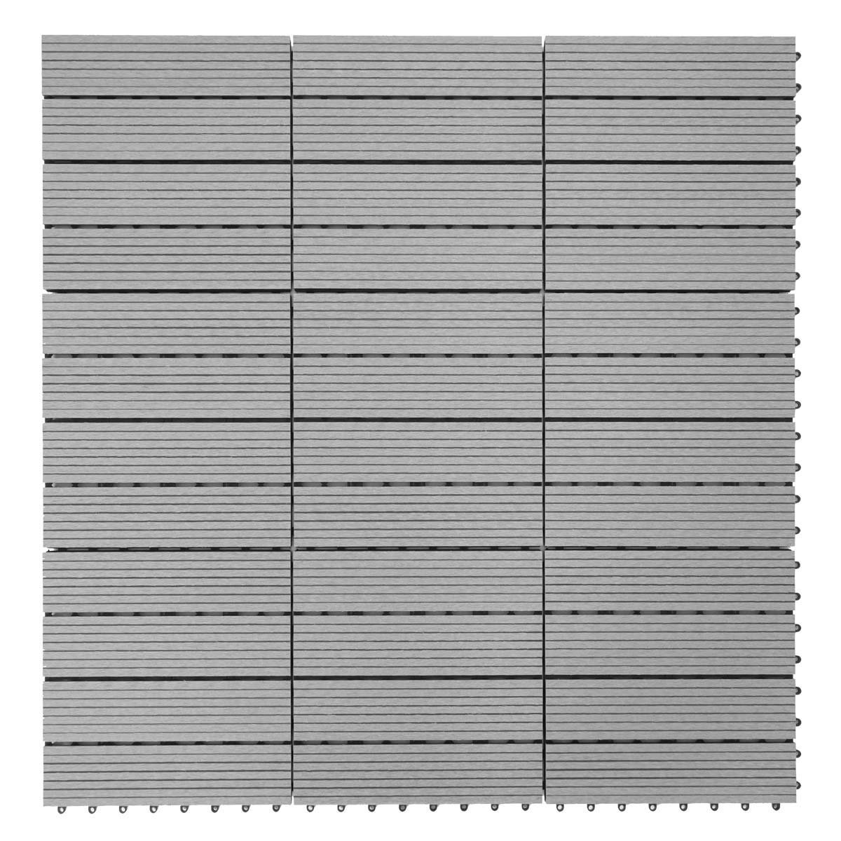 Mendler WPC Bodenfliese Rhone linear - Premium grau