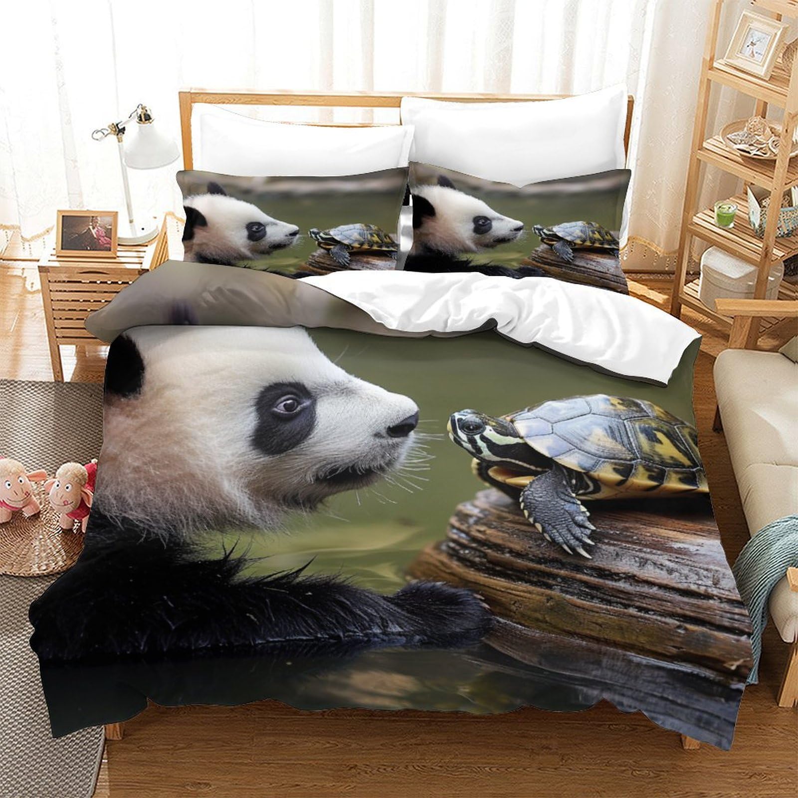 P1s9u7w5y Sea Turtle-2 Wildlife Inspired 3D Printed Panda Turtle 3Pcs Microfiber Duvet Cover Set Nature Bedding Set Double（200X200cm）