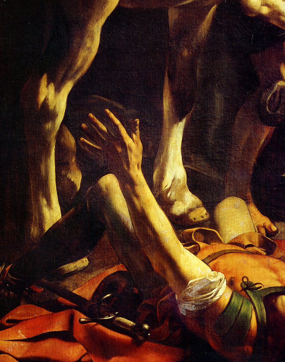 Cuadro Conversione di San Paolo de Caravaggio pequeño con marco marrón