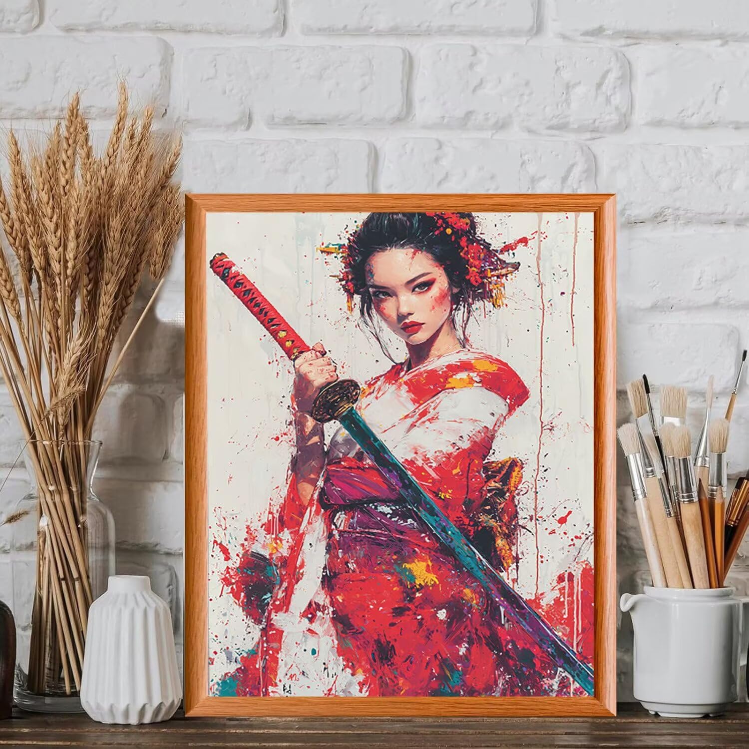 WEISHIWE Dipingere con i Numeri Adulti Geisha e katana, 80x100cm s-1059