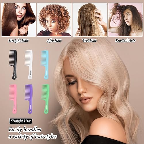 Miniatura 4 de BEAYUNG 2 peines grandes de dientes anchos, peines de ducha, peine para cabello rizado húmedo, cepillo de pelo duradero para el mejor peinado y