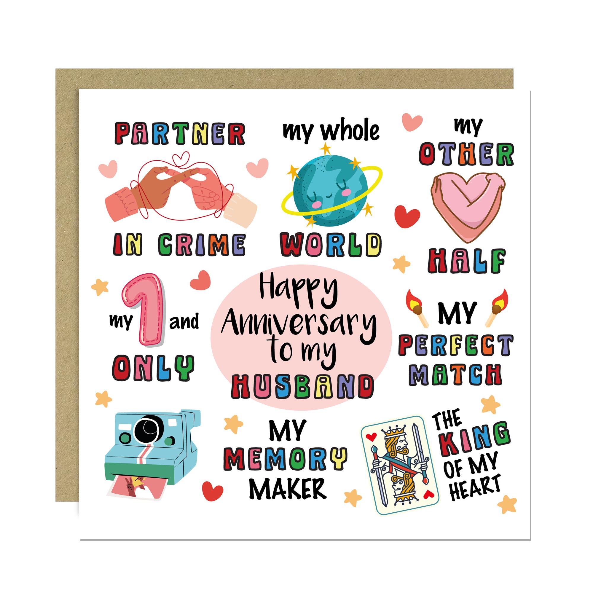 RED OCEAN Happy Anniversary Card For Husband With Kraft Envelope Included Cute Anniversary Card For Him Funny Greetings Cards Him Husband