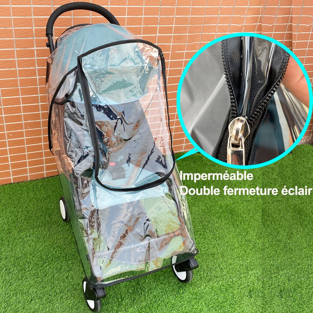 Zestaw akcesoriów do wózka dziecięcego kompatybilny z wózkami Babyzen YOYO2 i YOYO3, listwa ochronna do wózka dziecięcego i deska przedłużająca 15 cm i pokrowiec przeciwdeszczowy.