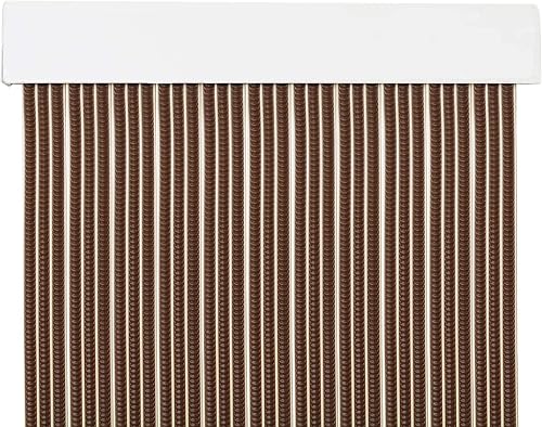 MERCURY TEXTIL Cortina para Puerta Tiras PVC 210x90cm,Cortina para Puerta Exterior (Marron+Filo Beige P1)