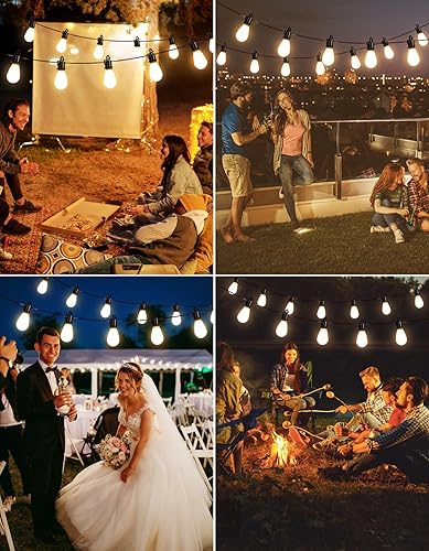 Miniatura 6 de Paquete de 2 tiras de luces para exteriores de 200 pies, impermeables, luces de patio con 70 enchufes inastillables, luces colgantes para