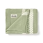mimixiong Coton Baby Blanket Knitted Receiving Baby Blankets for Newborns Boy Girl Sage Green 40x30 Inch