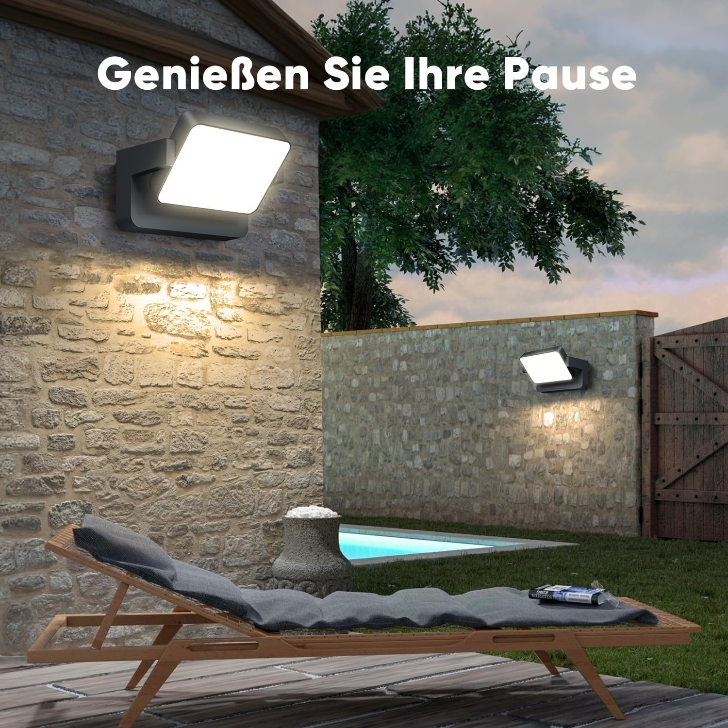 vatato 30W Außenwandleuchte mit Bewegungsmelder, LED Wandleuchte Innen Außen Wandlampe mit Schwenkbar Panel, Wasserdicht IP65 aussenlampe wand, Warmweiß außenleuchte 3000K (Dunkelgrau 1 Stück)