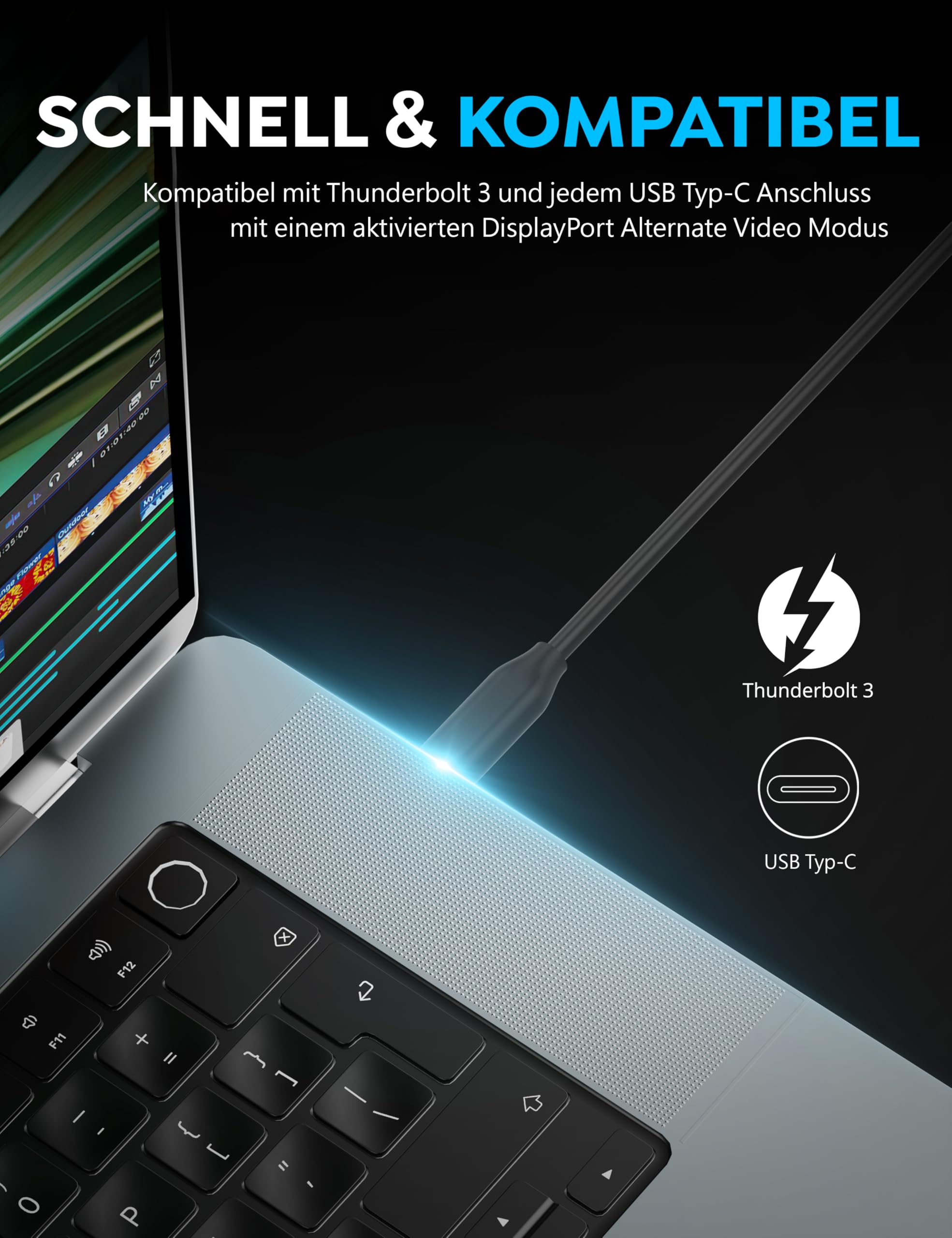 SABRENT USB C auf Dual HDMI Adapter + Displayport Adapter 8K@30Hz 4K@60Hz Externe USB Grafikkarte für Laptop (DA-H2D1)