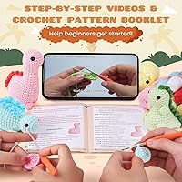 Vista 35 de Kit de ganchillo para principiantes, kit de ganchillo para principiantes para adultos con tutoriales en video paso a paso, kits de animales