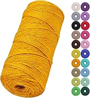 Vista 8 de Cuerda de yute natural de 0.079 pulgadas y 328 pies para manualidades, cuerda de yute de colores de 3 capas para envoltura de regalos, jardinería