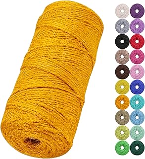 Jute Twine String, 2mm 328 Feet Natural Garden Twine for Crafts, Colored Jute Rope 3-Ply Hemp String for Gift Wrapping, Gardening, Wedding and Christmas Decorations (Golden)
