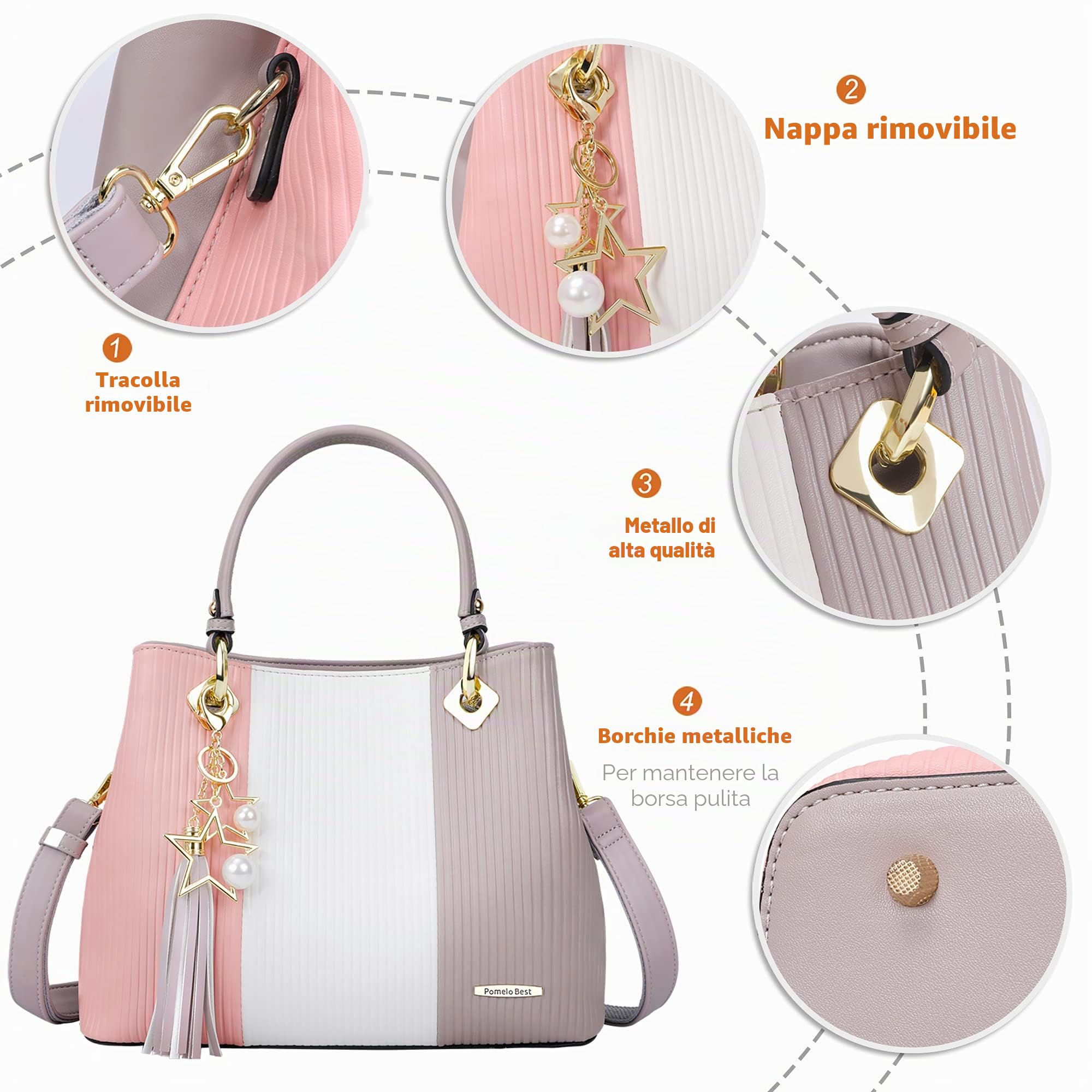 Pomelo Best Handbags for Women with Multiple Internal Pockets in Pretty Color Combination, Women's Satchel Handbag