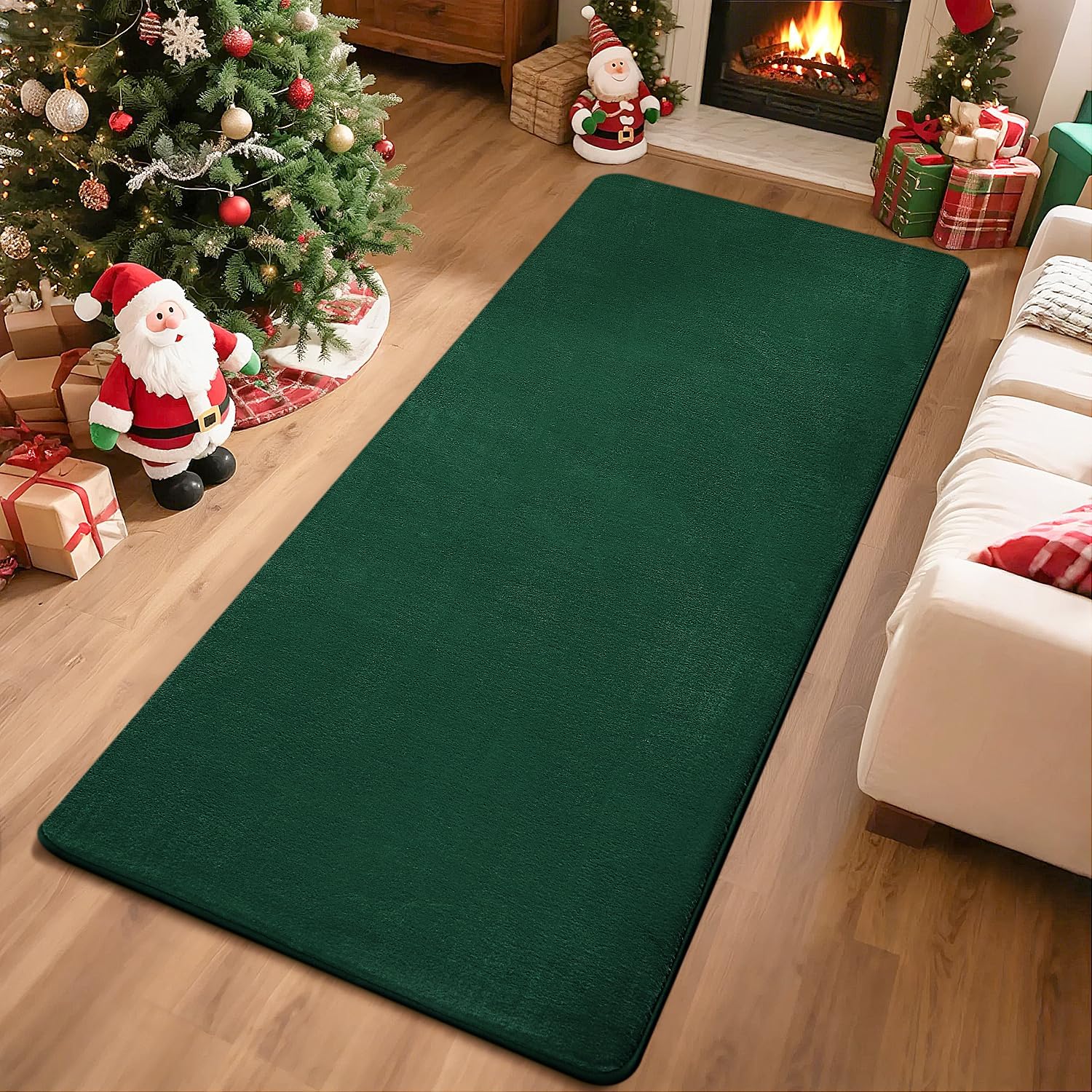 Przemy Washable Runner Rug for Bedroom Living Room, 2x6 Feet Green Memory Foam Hallway Rugs, Super Soft Modern Indoor Carpet for Bedside Kids Room Boys Girls Dorm Nursery Decor