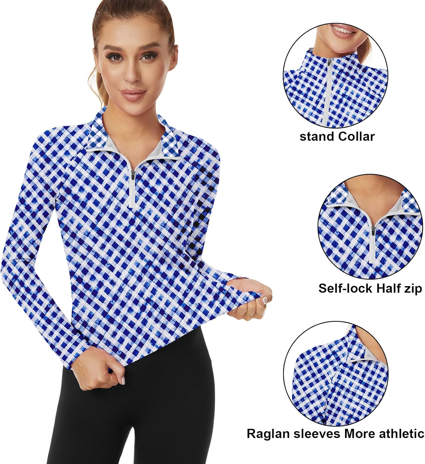 Soneven Women's Quarter Zip Polo Collared Golf Shirt Moisture Wicking Shirts Slim Fit for Casual Work - Image 2