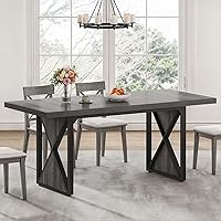 Vista 2 de DWVO Mesa de comedor de granja para 6-8 personas, mesa de comedor rectangular de madera de 70.8 pulgadas, mesa de comedor de cocina rústica