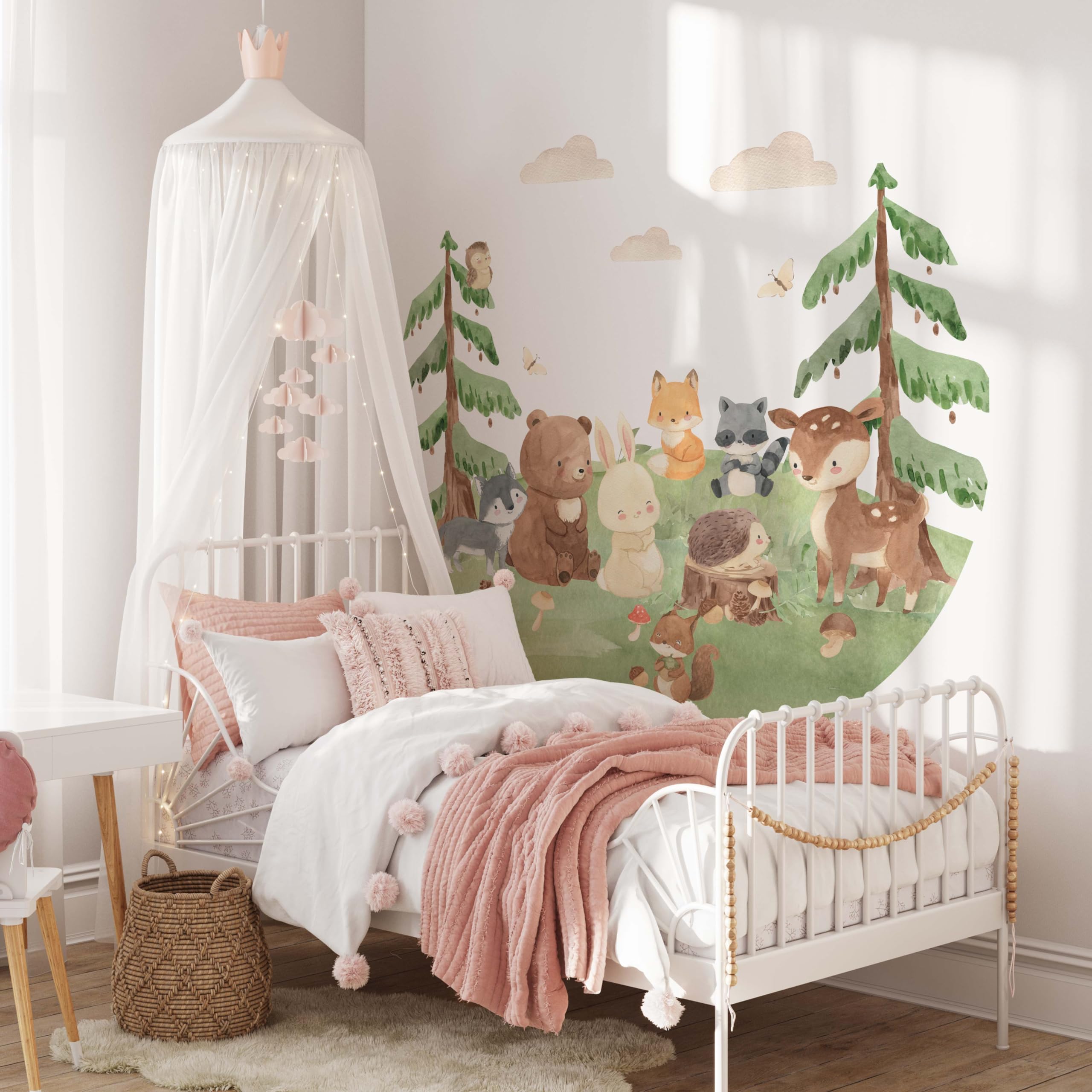 Kidsmood – Runde Wandsticker mit gestochen scharfen Farben | Hochwertiger Druck, schadstofffrei und einfach anzubringen | Aquarell Wanddeko fürs Kinderzimmer, Geschenk zur Geburt oder Taufe (180 cm)