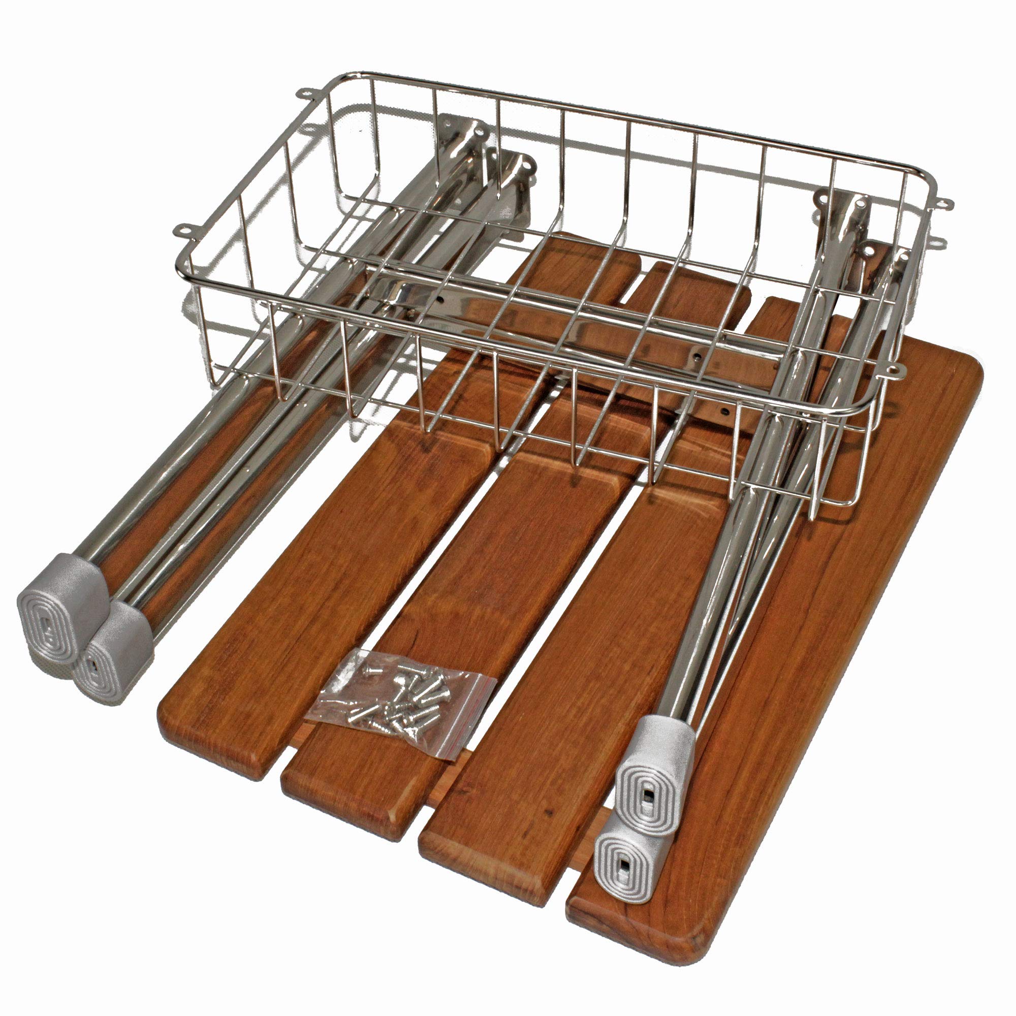 @tec Duschhocker aus Teakholz, Badhocker stabil, Duschsitz mit Stauraum, Duschstuhl, Duschhilfe für Senioren, Alter, Schwangere – rutschfest