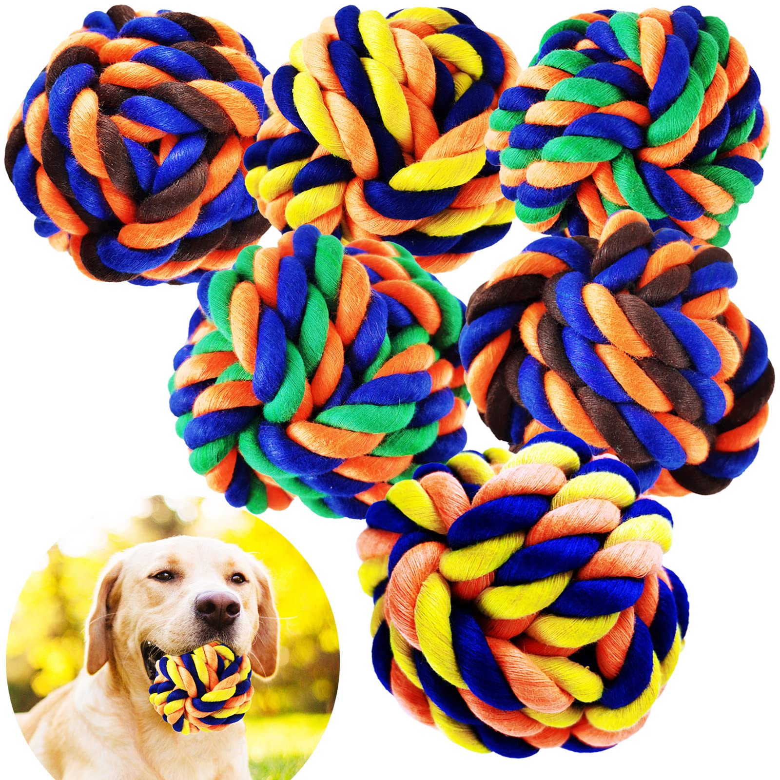 LosFong Tough Dog Chew Toys For Aggressive Chewers,6 Pack Durable Dog Balls For Medium Large Breeds,Dental Cotton Rope Toys,Puppy Teething Chew Toys,Interactive Dog Enrichment Toys (B099N7RT7P) Amazon Price History, Amazon Price Tracker
