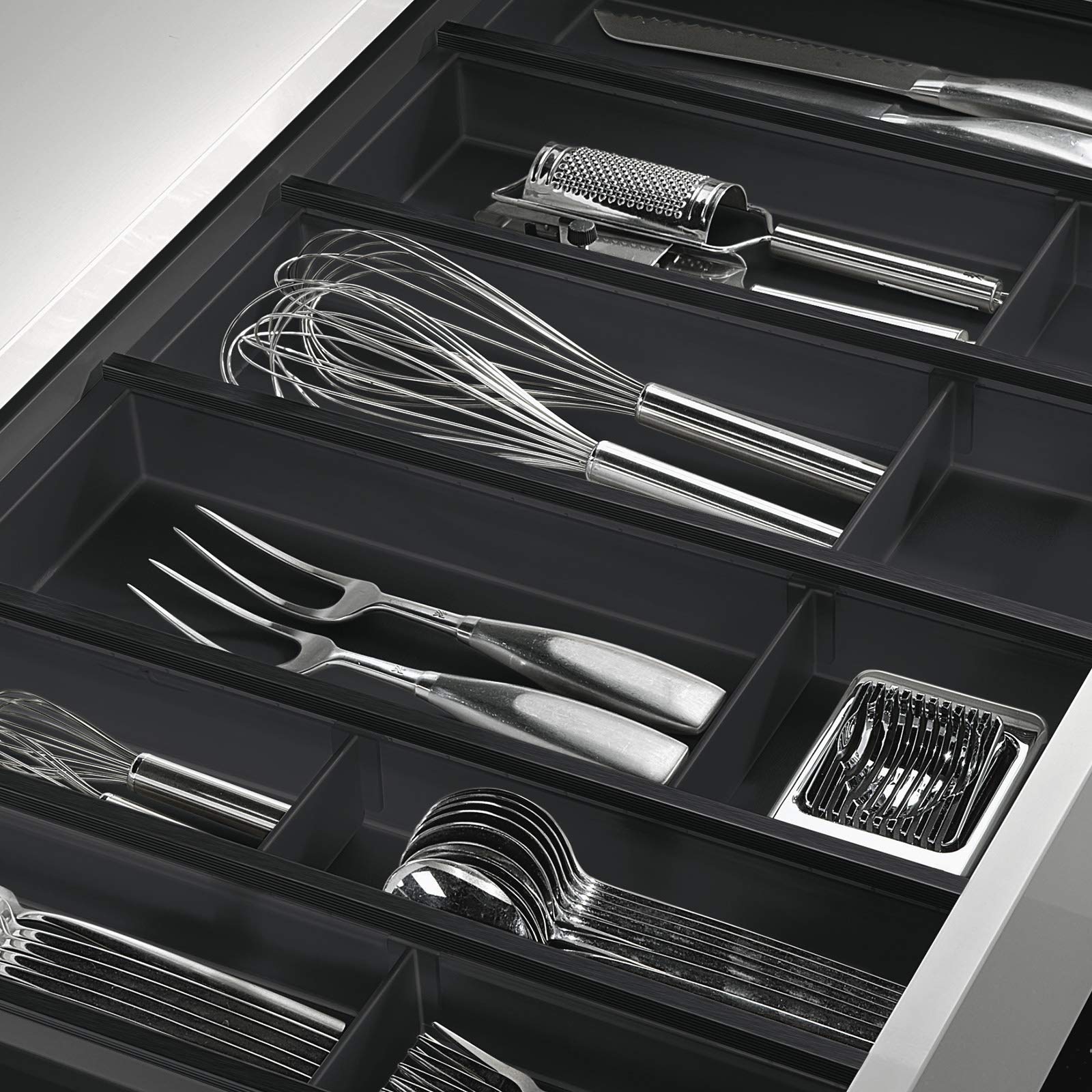 SOTECH Besteckeinsatz Cuisio anthrazit für 600 mm Korpusbreite Tiefe 473 mm mit Messerblock für Legrabox