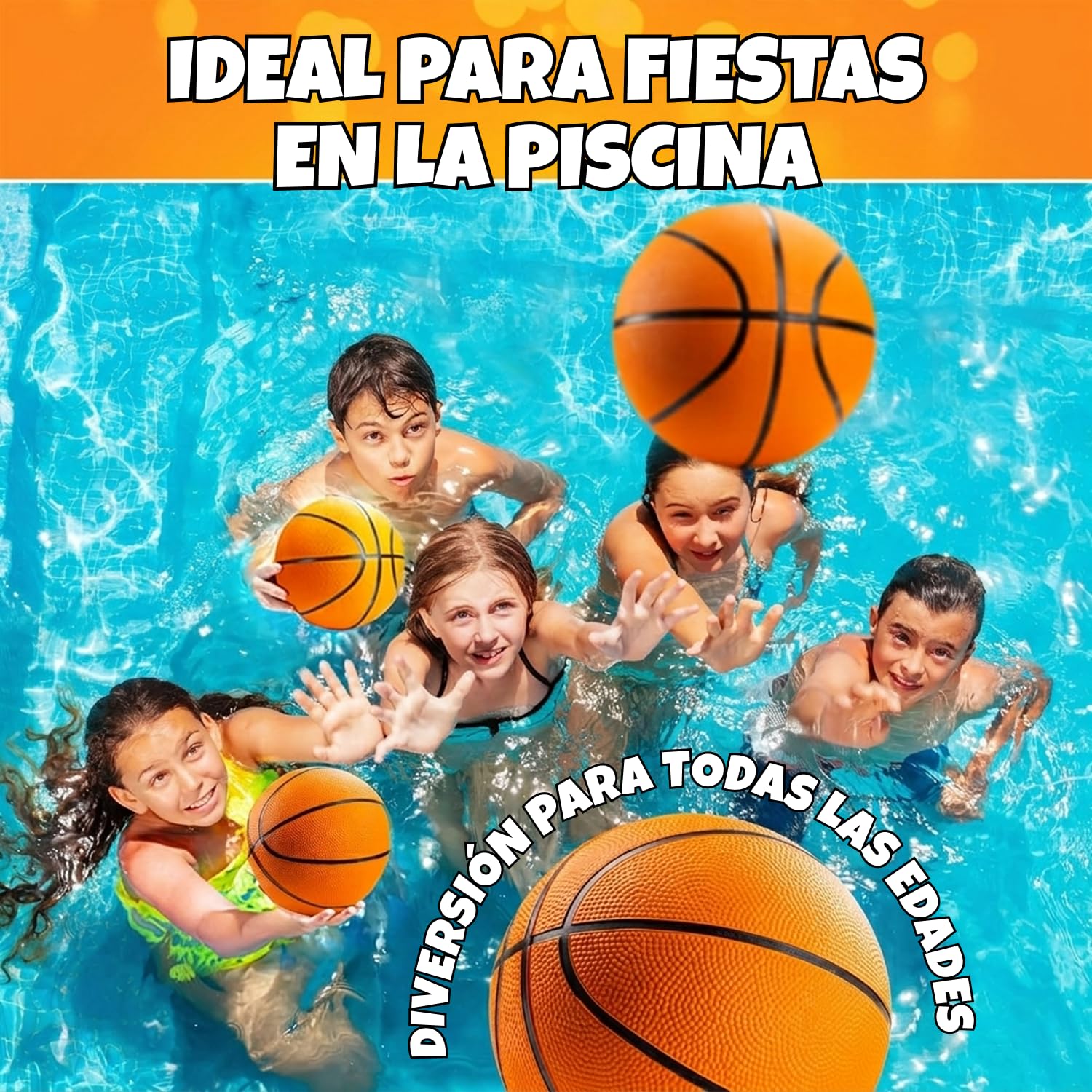 Bedwina Balones de Baloncesto Mini (2 o 4) de Goma 17,8 cm tamaño 3. Mini Canasta para Juegos en Piscina Interior/Exterior cumpleaños para niños